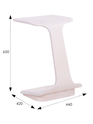 Стол журнальный приставной Неро 2 (65х42х44) в скандинавском стиле, белый ясень