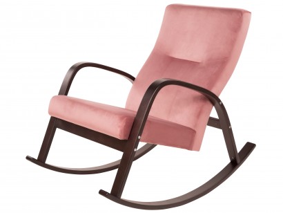 Кресло-качалка Ирса ткань пудровый, каркас структура (92,5х66,5х110) в скандинавском стиле, чёрный