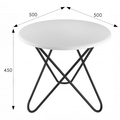 Стол журнальный BeautyStyle 20 (45х50х50) в стиле лофт, белый, черный