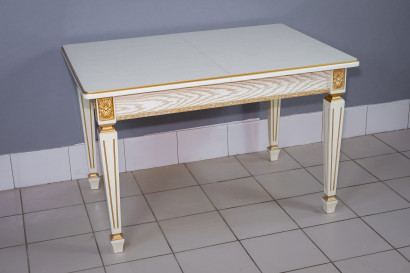 Кухонный стол Инфинити слоновая кость с золотой патиной