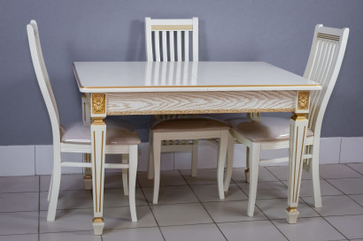 Кухонный стол Инфинити слоновая кость с золотой патиной