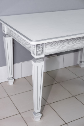 Кухонный стол Инфинити белый с серой патиной