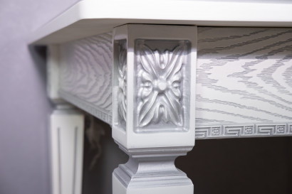 Кухонный стол Инфинити белый с серой патиной