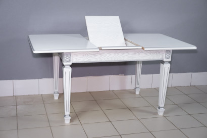 Кухонный стол Инфинити белый с серой патиной