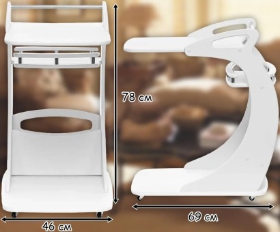 Подкатной столик Фаворит (78х46х69) в классическом стиле, молочный дуб