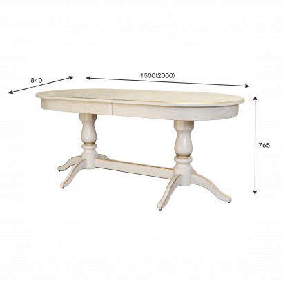 Стол обеденный Тарун 3 раздвижной (76,5х150х84) в классическом стиле, слоновая кость, золото