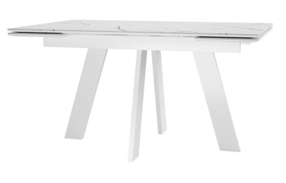Стол DikLine SKM140 Керамика Белый мрамор/подстолье белое/опоры белые (2 уп.)