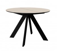 Стол DikLine SKC100 d1000 Керамика Krater Perla (бежевый матовый)/подстолье черное/опоры черные