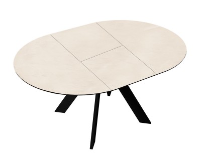 Стол DikLine SKC100 d1000 Керамика Krater Perla (бежевый матовый)/подстолье черное/опоры черные