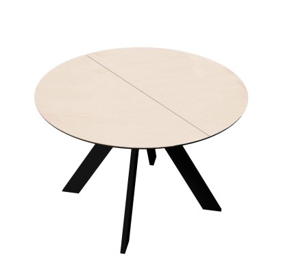 Стол DikLine SKC100 d1000 Керамика Krater Perla (бежевый матовый)/подстолье черное/опоры черные