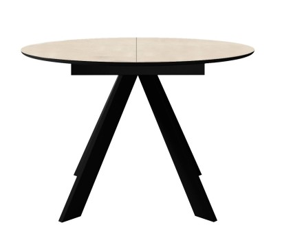 Стол DikLine SKC100 d1000 Керамика Krater Perla (бежевый матовый)/подстолье черное/опоры черные