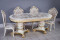 Комплект мебели для кухни стол Голд овальный слоновая кость в золоте и четыре стула Шейх белый в золоте, сиденье жаккард.