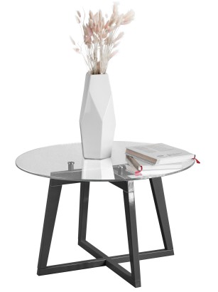 Стол журнальный Рилле 445 (44х70х70) в скандинавском стиле, серый графит, прозрачное