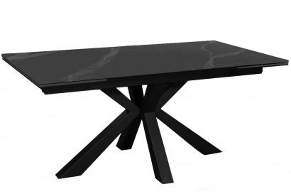 Обеденный стол SFE160 Керамика Черный мрамор, подстолье черное, опоры черные (2 уп.) - DikLine