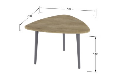 Стол журнальный Квинс (48х73х70) в скандинавском стиле, дуб сонома, серый