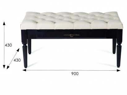 Банкетка Оливия экокожа (43х90х43) в классическом стиле, молочный, венге