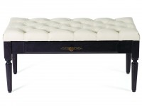 Банкетка Оливия экокожа (43х90х43) в классическом стиле, молочный, венге