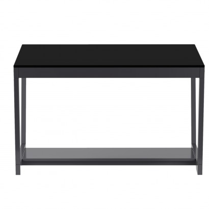 Стол журнальный BeautyStyle 1 (43х70х70) в стиле техно, графит, стекло черное