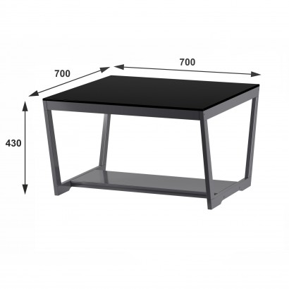 Стол журнальный BeautyStyle 1 (43х70х70) в стиле техно, графит, стекло черное