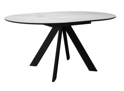 Стол DikLine SKC100 d1000 Керамика Белый мрамор/подстолье черное/опоры черные
