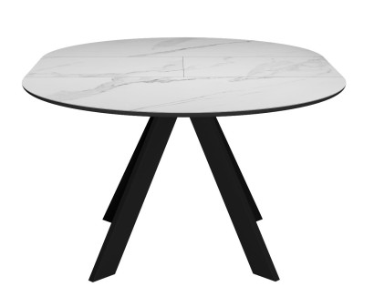 Стол DikLine SKC100 d1000 Керамика Белый мрамор/подстолье черное/опоры черные
