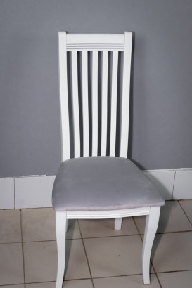 Стул кухонный Вегас белый. Сиденье велюр серебро.