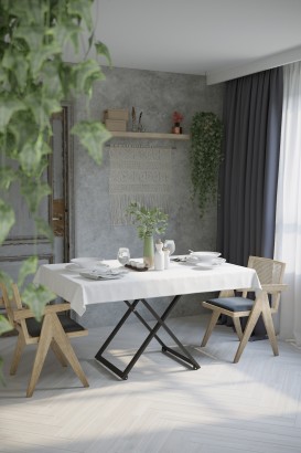 Стол универсальный трансформируемый ГЕНРИ (40х90,5х68) в стиле лофт, лес чёрный, чёрный