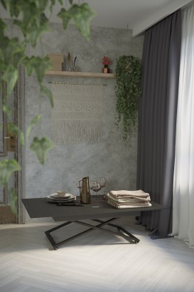 Стол универсальный трансформируемый ГЕНРИ (40х90,5х68) в стиле лофт, лес чёрный, чёрный