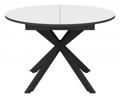 Обеденный стол MB110 черный, стекло белое сатин optiwhite , опоры MB черные - DikLine
