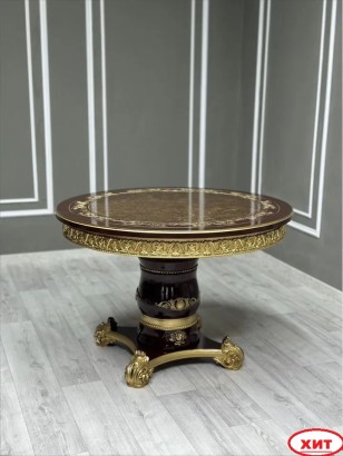 Кухонный стол Голд круглый цвет венге коричневый