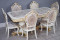 Комплект мебели для кухни стол Голд прямоугольный слоновая кость в золоте и шесть стульев Шейх белый в золоте, сиденье жаккард.
