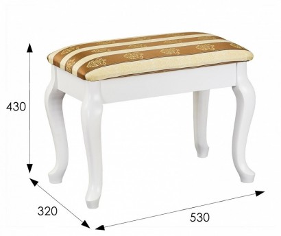 Банкетка Ретро с ящиком (43х55х33) в классическом стиле, белый
