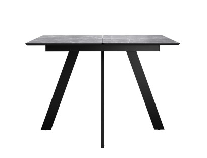 Стол DikLine DKD120, керамика 120(160)х80, мрамор серый матовый, опоры черные (2 уп.)