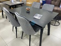 Стол DikLine DKD140, керамика 140(180)х80, мрамор черный матовый, опоры черные (2 уп.) Стол DikLine DKD140, керамика 140(180)х80, мрамор черный матовый, опоры черные (2 уп.)