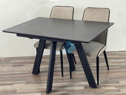 Стол DikLine DKD140, керамика 140(180)х80, мрамор черный матовый, опоры черные (2 уп.)