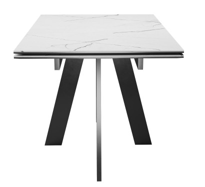 Стол DikLine SKM120 Керамика Белый мрамор/подстолье черное/опоры черные (2 уп.)