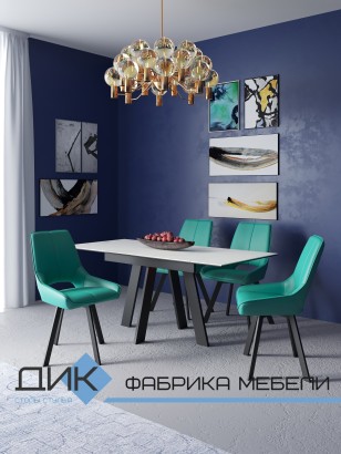 Стол DikLine SKM120 Керамика Белый мрамор/подстолье черное/опоры черные (2 уп.)