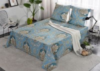 Простынь сатин печатная PCR-303, 160x220 голубой арт. PCR-303