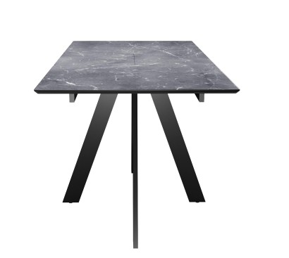 Стол DikLine DKD140, керамика 140(180)х80, мрамор серый матовый, опоры черные (2 уп.)