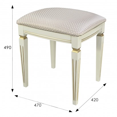 Банкетка Васко В 107Н (49х47х42) в классическом стиле, слоновая кость, золото, атина ваниль