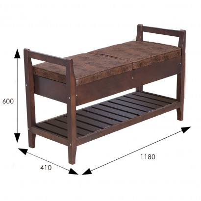 Скамья для прихожей Н с ящиком (60х118х41) в классическом стиле, шоколад,орех