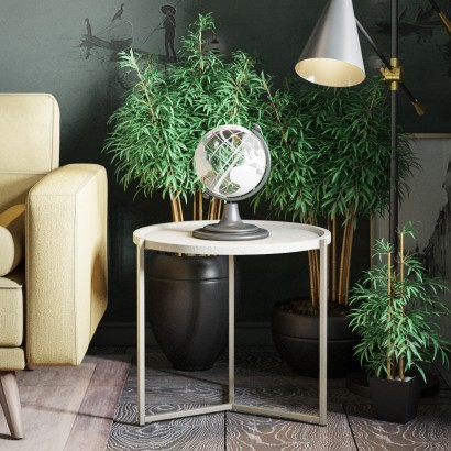 Стол журнальный Бруно (50х57,5х57,5) в стиле лофт, лайт стоун, титан