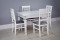  Комплект мебели для кухни стол Инфинити белый с серой патиной и четыре стула Инфинити белых с серебром