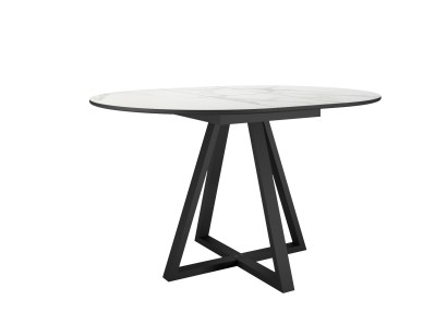 Стол DikLine SKZ100 d1000 Керамика Cristal Onyx Bianco Polished/подстолье черное/опоры черные (2 уп.)