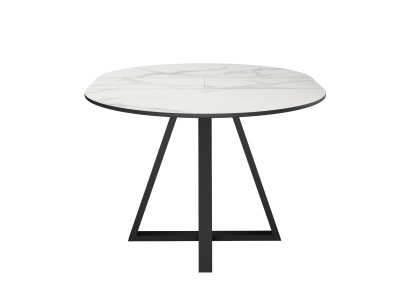 Стол DikLine SKZ100 d1000 Керамика Cristal Onyx Bianco Polished/подстолье черное/опоры черные (2 уп.)