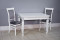 Комплект мебели для кухни стол Инфинити белый с серой патиной и два стула Эдем белых с серебром