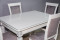 Комплект мебели для кухни стол Инфинити белый с серой патиной и четыре стула Эдем белых с серебром
