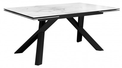 Обеденный стол KX160 мрамор белый , опоры черные - DikLine