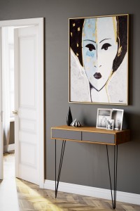 Стол-консоль Телфорд (87,5х90х35) в стиле лофт, дуб американский, графит