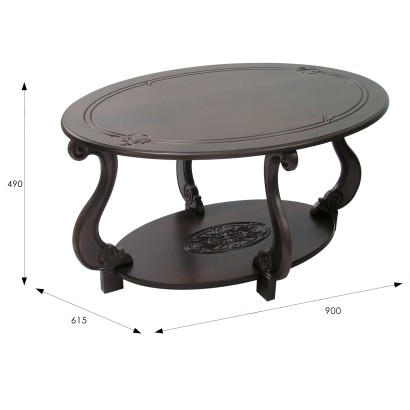 Стол журнальный Овация (М) (49х90х61) в классическом стиле, темно-коричневый